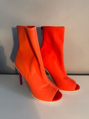 Aldo - Ulyssia, Stiletto, Sock Booties, Peep-Toe, Vibrant, Size 7.5, Neoprene